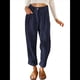 thumbnail image 3 of Pantalones Casuales de Cintura Alta y Pierna Recta para Mujer, Holgados y Cómodos, con Bolsillos Azul Marino L, 3 of 6
