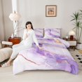 thumbnail image 4 of Feelyou Adult Chic Marble Bedding Comforter Set, Abstract Ombre Purple Twin Comforter Sets, Fashion Marbling Theme Reversible Bedding Set, Ultra Soft Bedroom Decor, 2pcs, 4 of 8