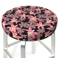 thumbnail image 3 of Rateoe Lilies Flowers Pattern Round Bar Stool Seat Covers,Washable Stool Cushion Slipcover Elastic Bar Chair Covers for 12-14 Inch Chair -12 inch, 3 of 7