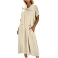 thumbnail image 6 of Taqqpue Maxi Dress for Women Short Sleeve Crew Neck Layered Ruffle Boho Casual Flowy Long Dresses Solid Color T Shirt Dress Beach Vacation A Line Sundress for Women, 6 of 10