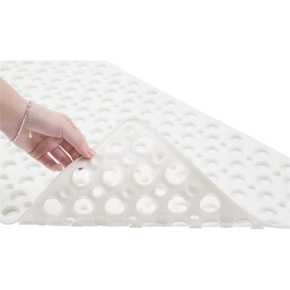 Non Slip Bath Mat 43x75cm, Dingrich Shower Mats Bathroom Bathtub Mat Floor Shower Mats Anti Slip & Drainage Hole Perfect for Everyone Safety -White