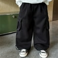 thumbnail image 2 of Boys Pants Casual Lightweight Solid Color Trousers Autumn Comfortable Wide Leg Kids Bottoms With Side Pockets for Kids Daily Clothes, 2 of 9