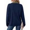 thumbnail image 4 of Rugby Polo Shirts Women 2026 V Neck Button Down Long Sleeve Striped Tops Collared Plus Size Blouses Spring Fall Winter Navy XXL, 4 of 8