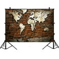 thumbnail image 1 of BSDHOME 7x5ft Adventure Backdrops, Vintage Retro World Map on Old Brick Wall Photography Backdrops Polyester Photo Background Studio Props, 1 of 3