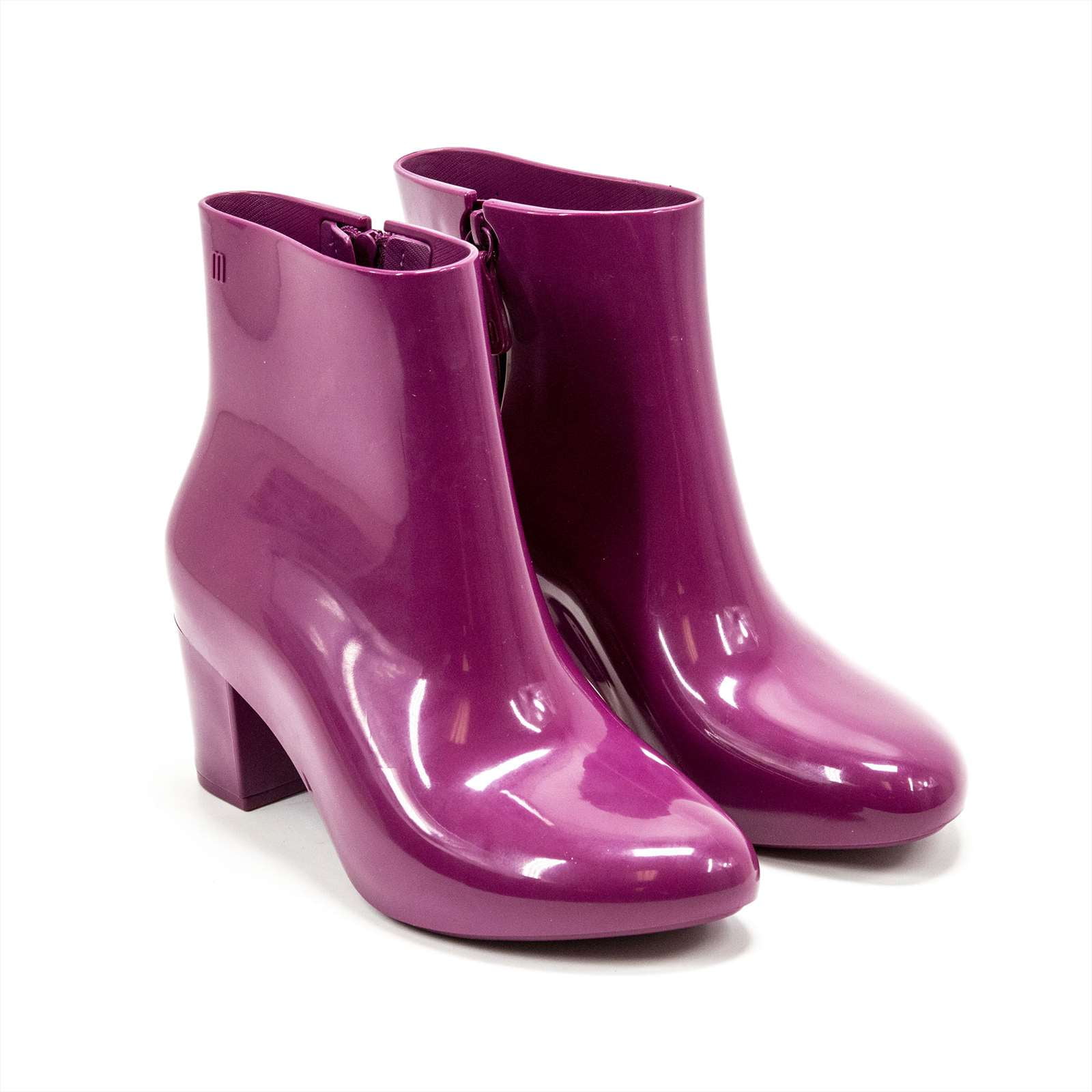 Women Rain Boots Glossy Black Melissa Femme High Heel Fashion Rubber Boots NEW