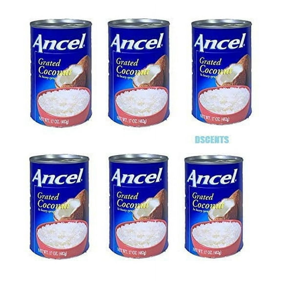 Pack Of 6 Ancel Grated Coconut In Heavy Syrup Coco Rallado En Almibar 17 oz