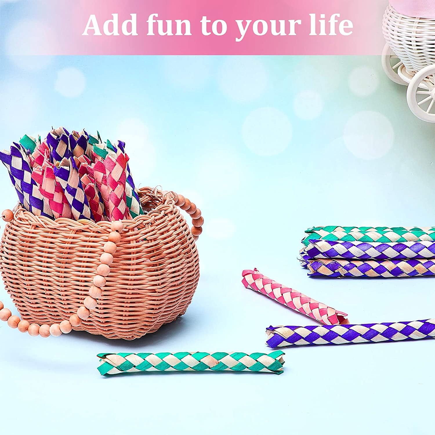 24 Pcs Chinese Finger Traps Bamboo Finger Traps for Kids and Adults Pet Bird Chew Bird Foraging Chopper Toy Fun Birthday Party Favors, Goodie Bag Stuffers Fillers in Assorted Colors