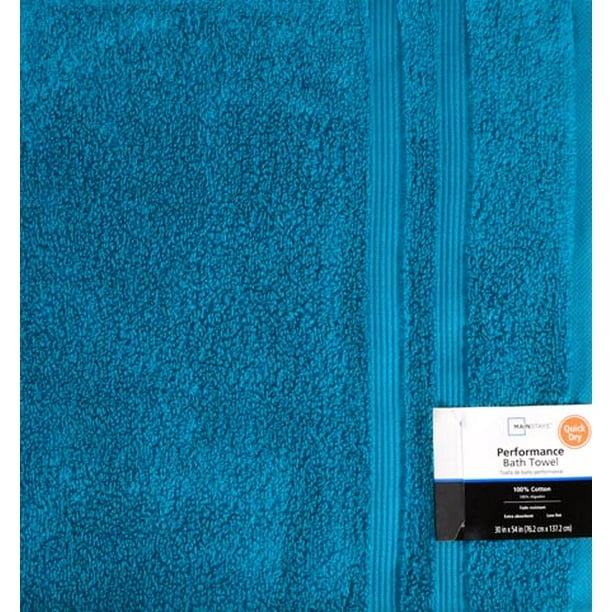 Mainstays Performance Quick Dry Solid Teal Sachet Bath Towel, 1 Each