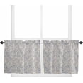 thumbnail image 2 of Blue Botanical Window Tier Curtains 24 Inch Length, Rustic Vintage Floral Leaves Rod Pocket Kitchen Window Treatments Drapes for Bedroom, Cafe, Living Room, 2 Panels, 27.5 W x 24 L, 2 of 5