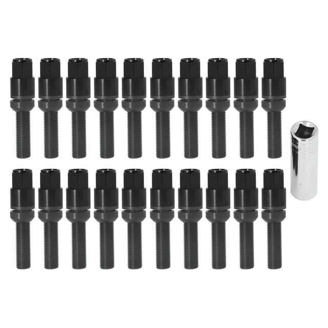 Wheel , 17mm Hex Rustproof M14x1.5 Cone Lug R13 Ball For Vehicle Black