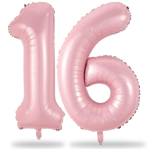 Globos de cumpleaños Lingqiang, color rosa pastel, 16 x 40 cm, lámina