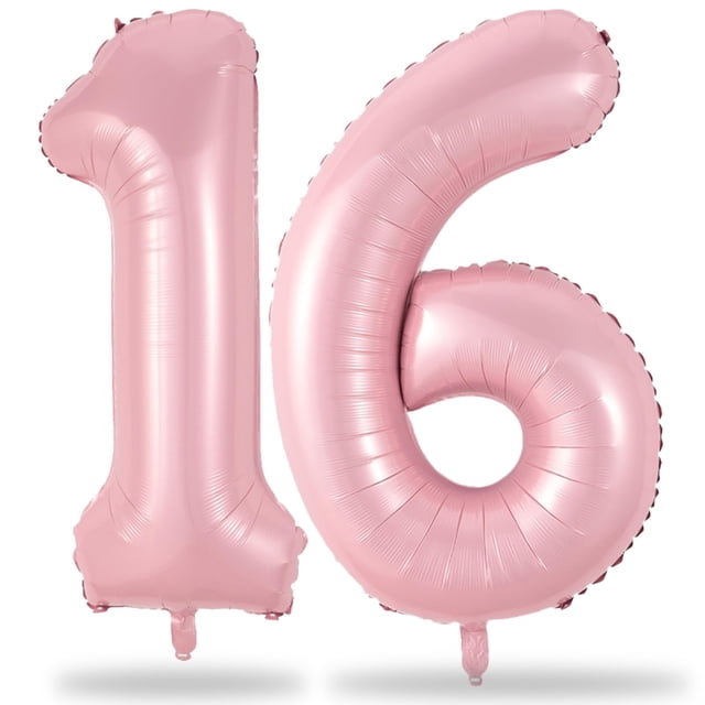 Globos de cumpleaños Lingqiang, color rosa pastel, 16 x 40 cm, lámina