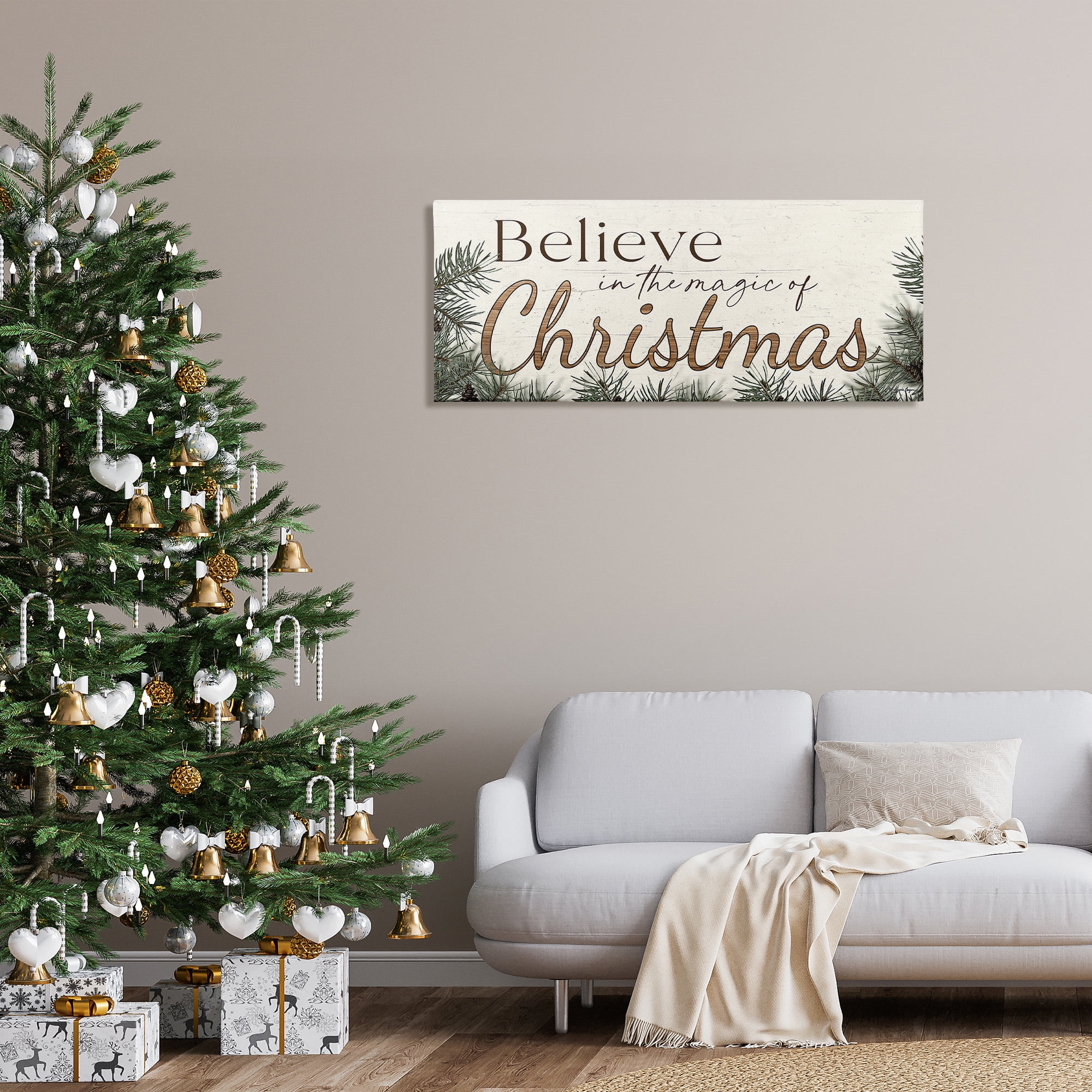 Stupell Industries Magic Of Christmas Phrase Holiday Painting Gallery Wrapped Canvas Art Print Wall Art, 48 x 20