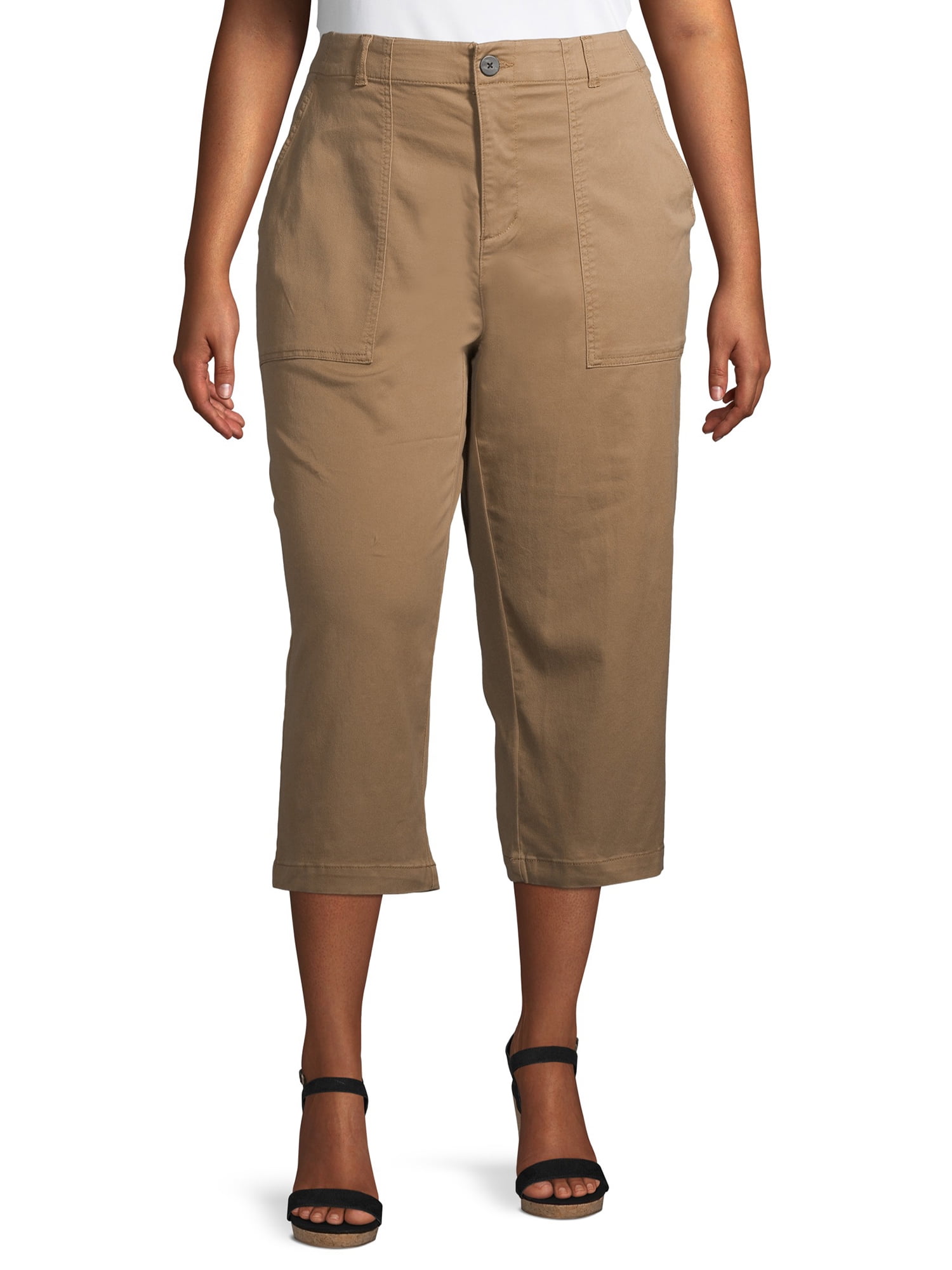 Terra & Sky Women's Plus Size Utility Pocket Capris - Walmart.com