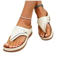 thumbnail image 7 of KIJBLAE Women's Sparkly Shiny Accent Wedge Flip Flops, Thick Sole Wide Width Comfort Casual Summer Beach Outdoor Slippers White 39, 7 of 7