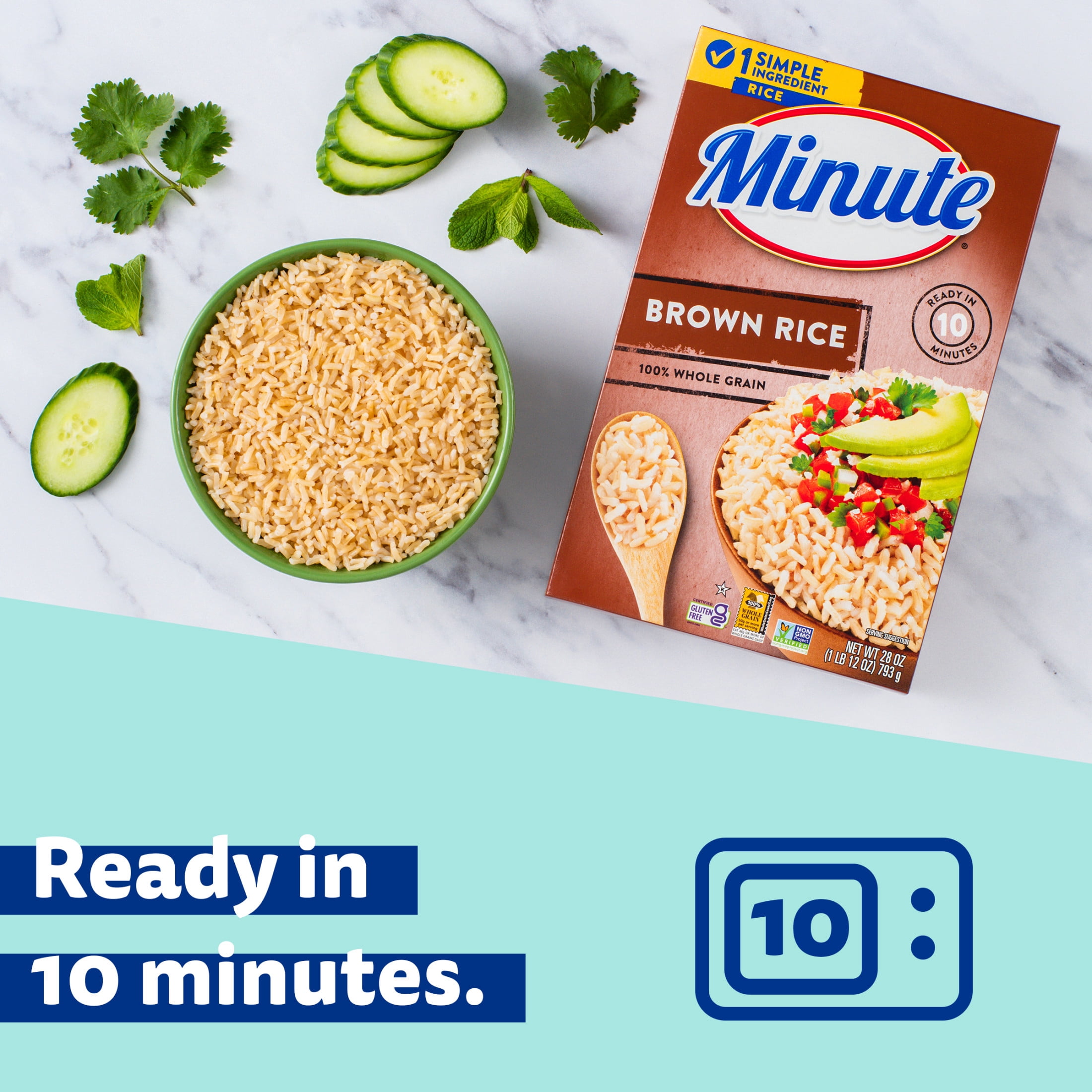 (12 pack) Minute Instant Brown Rice, 100% Whole Grain Rice, Gluten Free, 28 oz