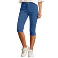 thumbnail image 5 of HongQid Capri Pants for Women High Waisted Skinny Split Hem Stretchy Capris Cropped Straight Leg with Pockets,S, 5 of 9