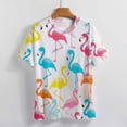 thumbnail image 3 of Flamingo Pattern Women's Short Sleeve Tops Casual Blouses T Shirt, 3 of 6