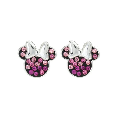 Disney Minnie Mouse Sterling Silver Multi Pink Crystal Stud Disney Minnie Mouse Sterling Silver Multi Pink Crystal Stud Earrings