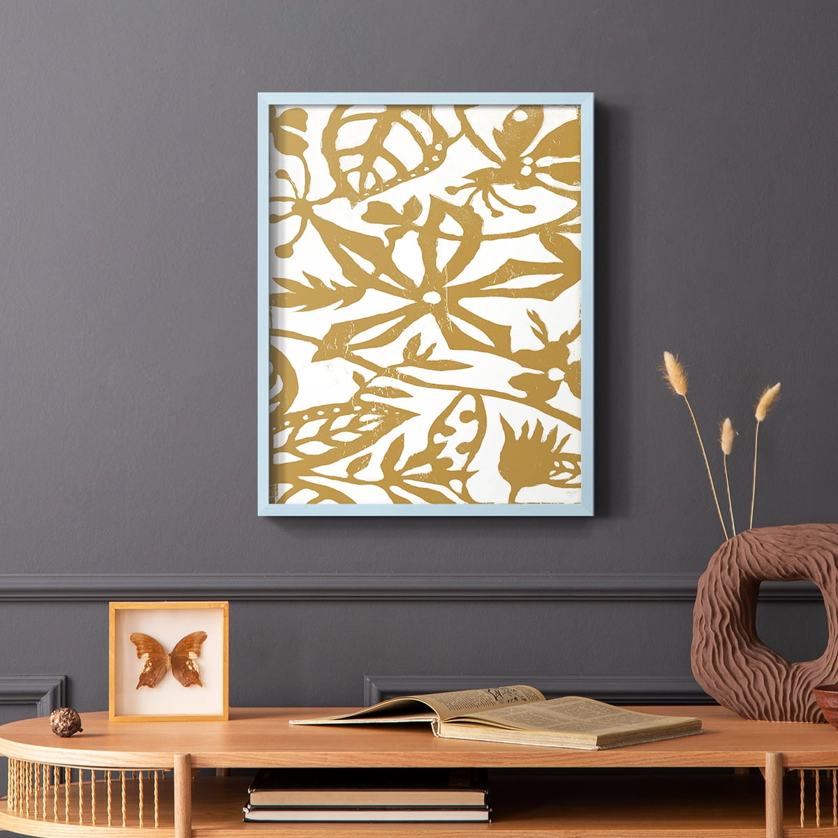 White On White IV V30 Framed Print in Blue Solid Wood 11 x 14 Framed Print