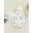 thumbnail image 3 of Cenuakty Baby Girls Summer Casual Romper Toddler Lace Flying Sleeve One-piece Floral Playsuit, 3 of 8