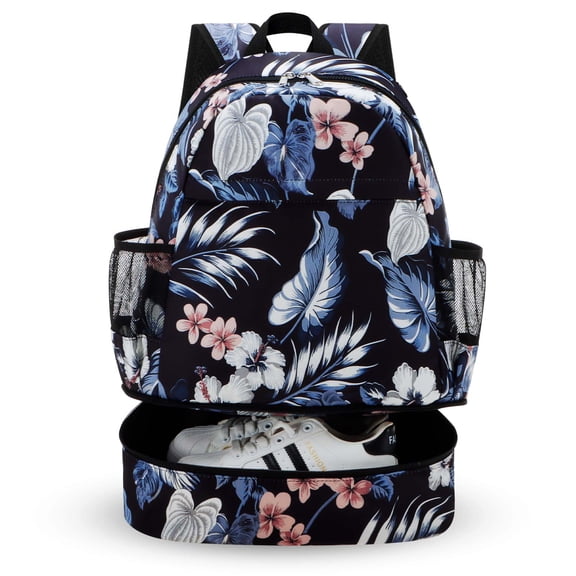 CHAOYUNYI Dry Wet Gym Backpack with Shoe Compartment for Women Water Resistant Sports Bag for Swimming Beach Yoga Travel, Hawaii Flower L
