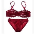 thumbnail image 3 of Conjunto de sujetador de lencería sexy de encaje cómodo y fino transparente para mujer, 3 of 5