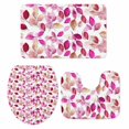 thumbnail image 2 of Gradient Red Leaf Bathroom Rugs Set Vintage Spring Watercolor Red Pink Leaves Plant Non Slip Absorbent Soft Bath Mats 3 Piece Set with Bathroom Rug, U-Shaped Floor Mat, Toilet Seat Cover Small Size, 2 of 9