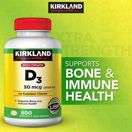 Kirkland  Vitamin D3 2000 IU, 600 Softgels