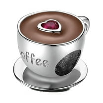 GNOCE Afternoon Coffee Charm Bead 925 Sterling Silver Charms Jewelry Gift For Women Girls Wife Daughter Fit Snake Chain Bracelets/Necklace