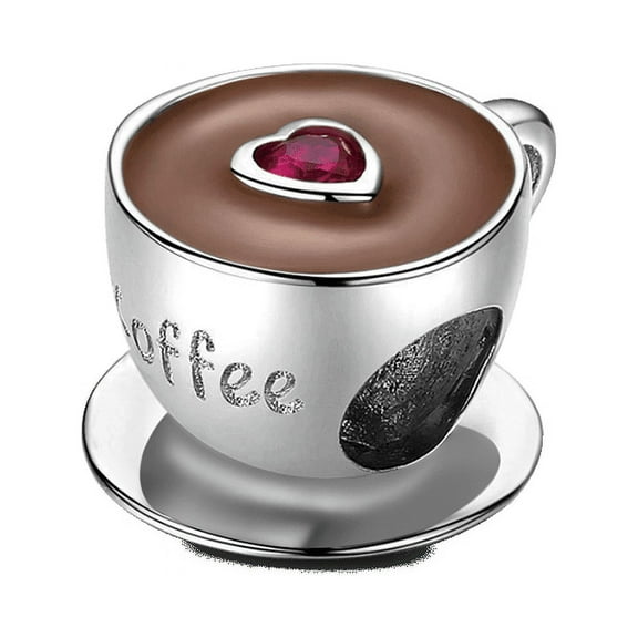 GNOCE Afternoon Coffee Charm Bead 925 Sterling Silver Charms Jewelry Gift For Women Girls Wife Daughter Fit Snake Chain Bracelets/Necklace