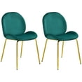 thumbnail image 1 of Costway Set of 2 Velvet Accent Chairs Dining Side Chairs w/Gold Metal Legs Green, 1 of 10