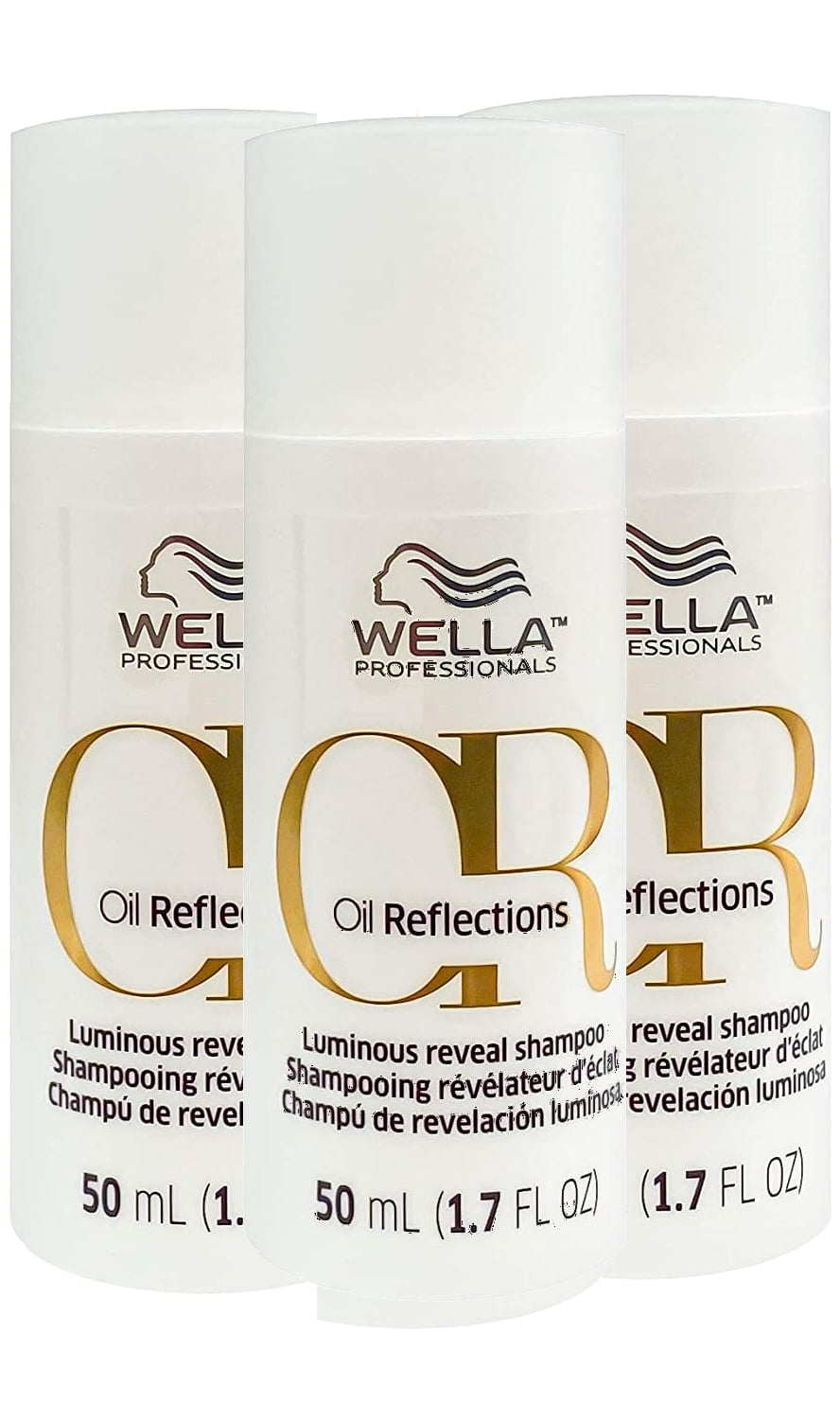 Wella Oil Reflections Luminous Reveal Shampoo 1.7 oz (Pack of 3), Professional Shampoo Used by Hair Beauty Salons, Travel Size