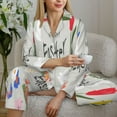 thumbnail image 6 of Yiaed Happy Easter Print Pajamas Women's Long Sleeve Sleepwear Soft Button Down Loungewear Pjs Lounge Set Nightwear Womens Pajama Pants-XX-Large, 6 of 7
