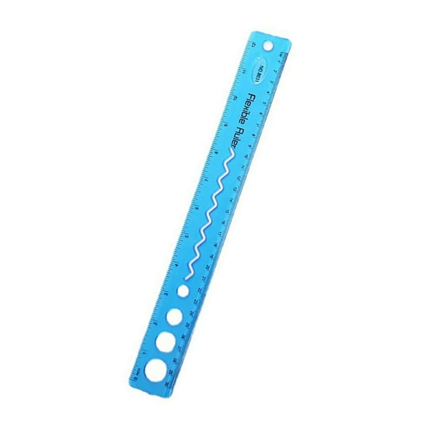 Regla blanda Begine en liquidación, para niños y estudiantes, regla flexible de plástico en pulgadas y centímetros, color sólido, adecuada para la escuela, el hogar y la oficina, azul, 1 unidad, 1