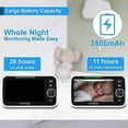 thumbnail image 3 of HelloBaby Upgrade Monitor de bebé de 5 pulgadas con batería de 26 horas, 2 cámaras Pan-Tilt-Zoom, monitor de bebé con audio y vídeo de alcance de 1000 pies, sin WiFi, VOX, visión nocturna, conversació, 3 of 5