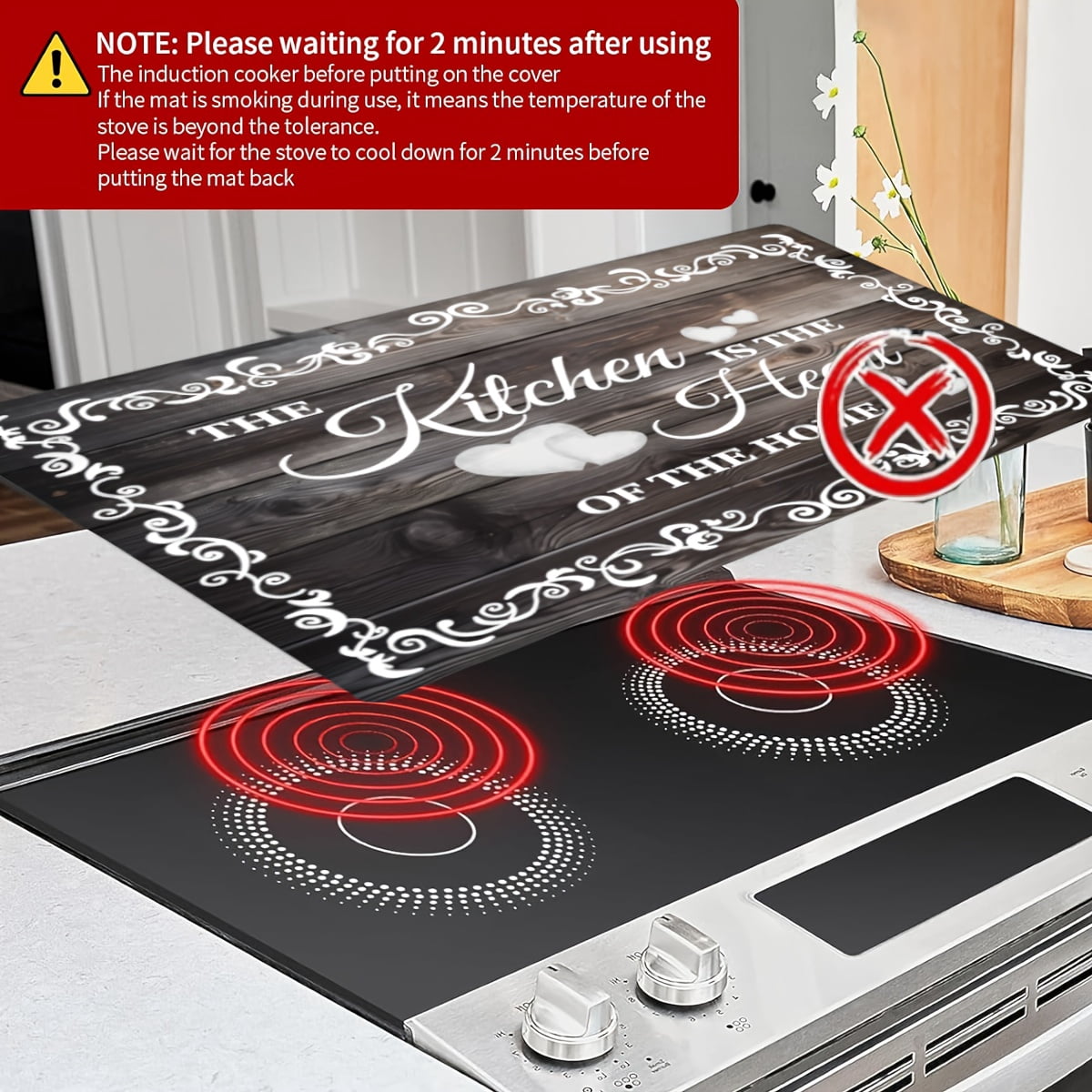 Woveruco Ornate Tree Design Stove Cover Protector, Heat-Resistant Cooktop Cover Noodle Board for Electric/Gas/RV Stove, 28.3 x 20.4 Inches