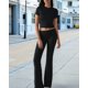 thumbnail image 4 of Pantalón de Traje de Corta Ajustado de Color Liso Negro M, 4 of 9