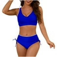 thumbnail image 2 of Mceream Women's Bikini Split Swimsuit Suit with Adjustable Shoulder Strap Blue XL, 2 of 6