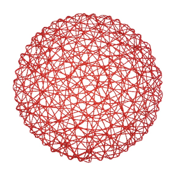 3 Pcs Dining Table Placemats Set,14.96 Inch Round Kitchen Table Mats,Disposable Handwoven Paper Circle Placemats,Paper Woven Decorative Place Mat,for Dinning Decor Wedding Centerpiece,(Red,14.96 in)