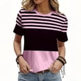 thumbnail image 5 of Lorytime Black and White Striped Shirt Women Short Sleeve Shirts Crew Neck Casual Trendy Tee Loose Basic Clothes 2XL, 5 of 6