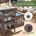 thumbnail image 5 of Solid Wood Outdoor Kitchen Island with Drop Leaf, Grill Table with Stainless Steel Table Top, Outdoor Bar Cart & Storage Cabinet with Lockable Wheels, Drawer, Spice Rack, Brown, 5 of 10