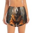 thumbnail image 2 of Gukieu Jungle Meditating Lion Print Women's Sports Shorts with Drawstring Elastic Waistband for Running, Yoga, Fitness-Large, 2 of 7