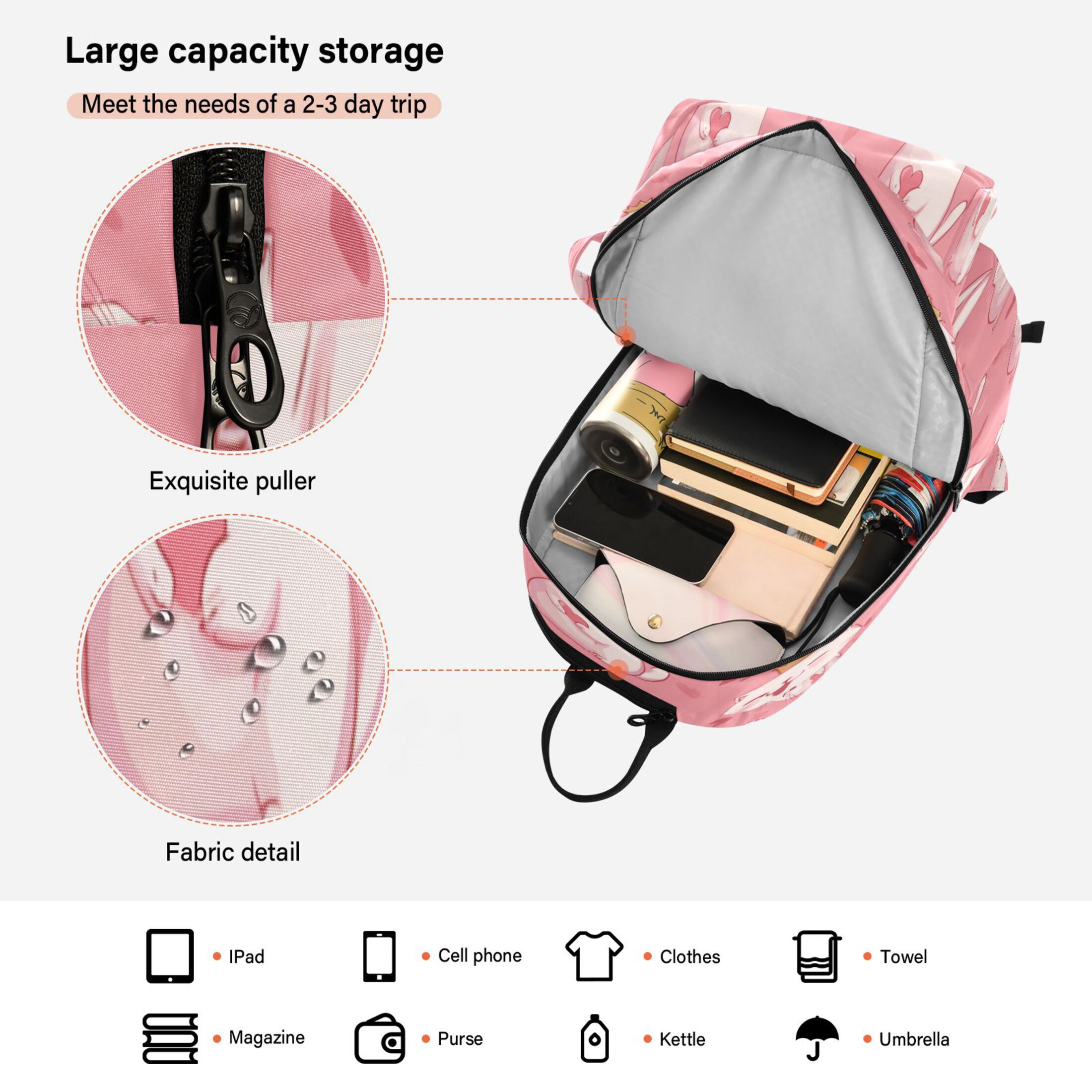 2 Racquet Holder Tennis Backpack Tennis Racket Covers Gym Bags White Fat Cat