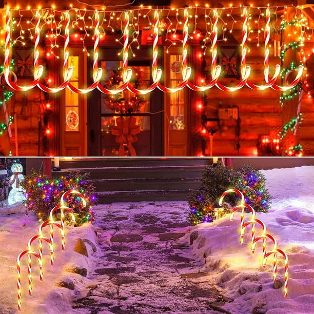 10 Pack 21" Christmas Candy Cane Lights Pathway Markers Walkway Light