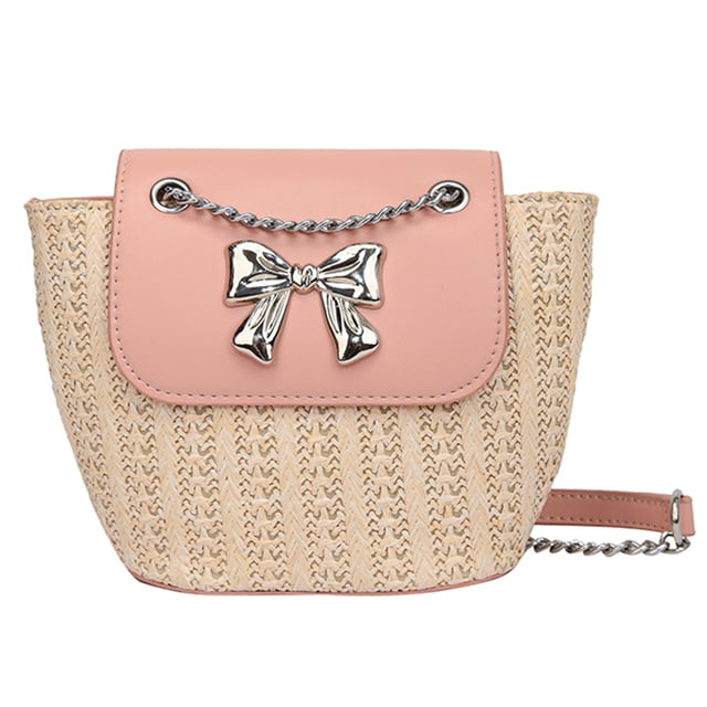 Bolso Hobo Elegante Playa Verano Tejido Paja Con Lazo para Mujer Viajes Al Aire Libre