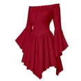 thumbnail image 6 of Girls Off Shoulder Halloween Medieval Pirate Dress, Ruffle Flare Sleeve Handkerchief Hem Costume Dress for Party, 3-12 Years, 6 of 6