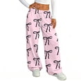 thumbnail image 6 of Hearthz Women Pajama Pant Drawstring Wide Leg Valentine's Day Bowknot Women’s Lounge Pants Baggy Soft Comfy Lightweight Sleep Pants for Women, 6 of 7