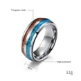 thumbnail image 2 of PAURO Men's 8mm Tungsten Steel Simple Ring Embed Colorful Shells Fashion Jewelry for Wedding Promise Size 10, 2 of 5