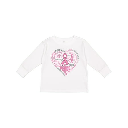 

Inktastic Breast Cancer Awareness Heart Words Gift Toddler Boy or Toddler Girl Long Sleeve T-Shirt